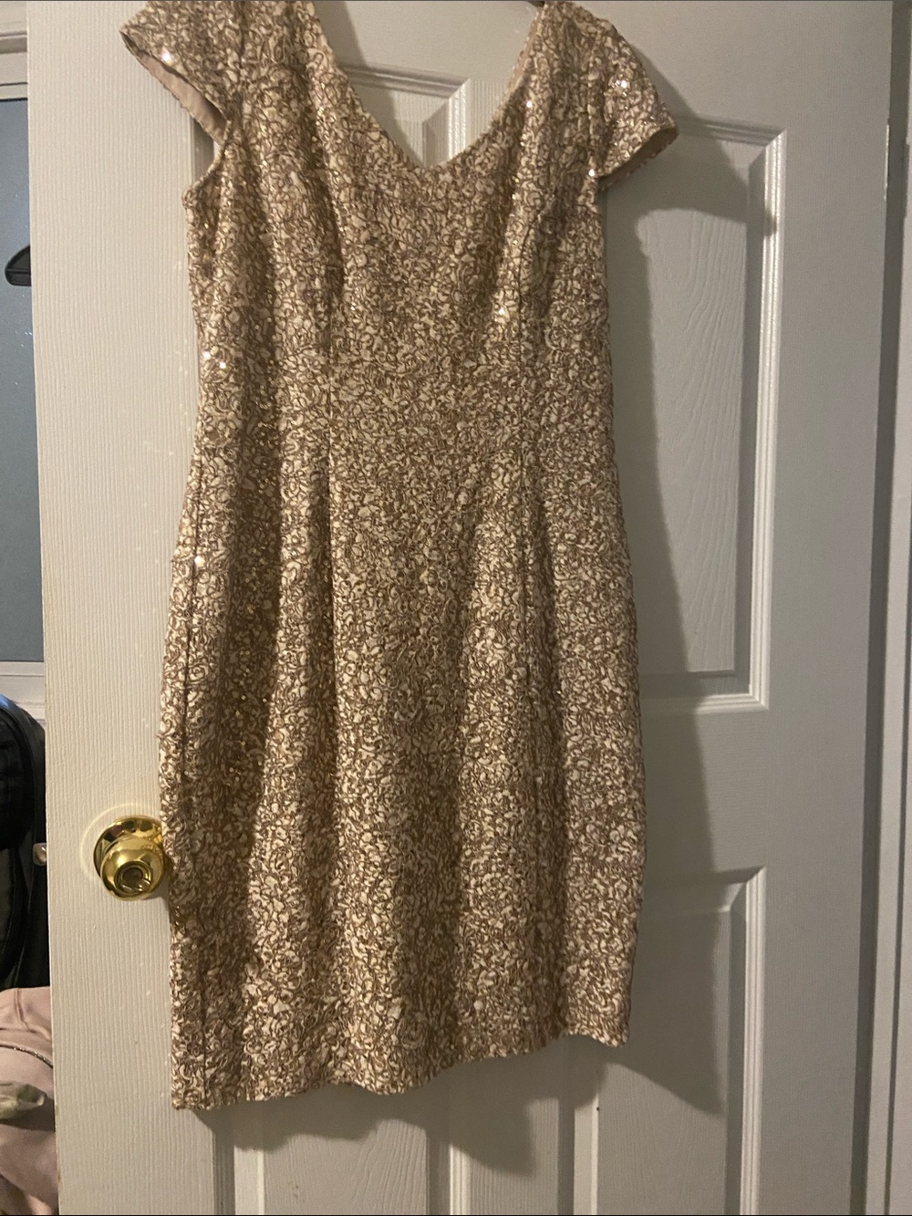 Alex Evenings Gold Sequin Lace Midi Dress
